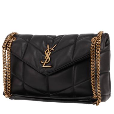 Sac bandoulière Saint Laurent  Puffer petit modèle  en cuir noir