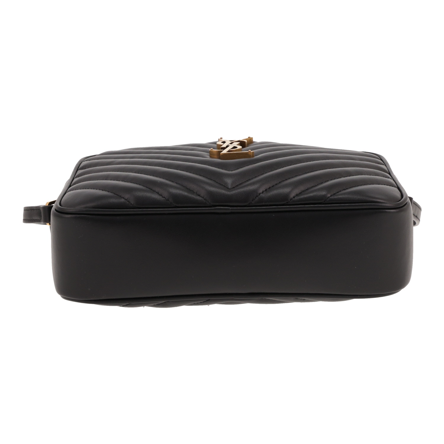 Bolso bandolera Saint Laurent  Lou Sac Caméra en cuero acolchado con motivos de espigas negro - Detail D1