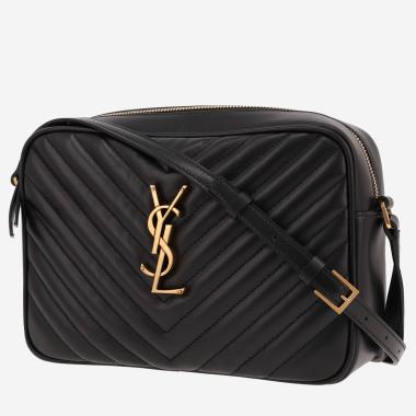 Saint Laurent  Lou Sac Caméra shoulder bag  in black chevron quilted leather