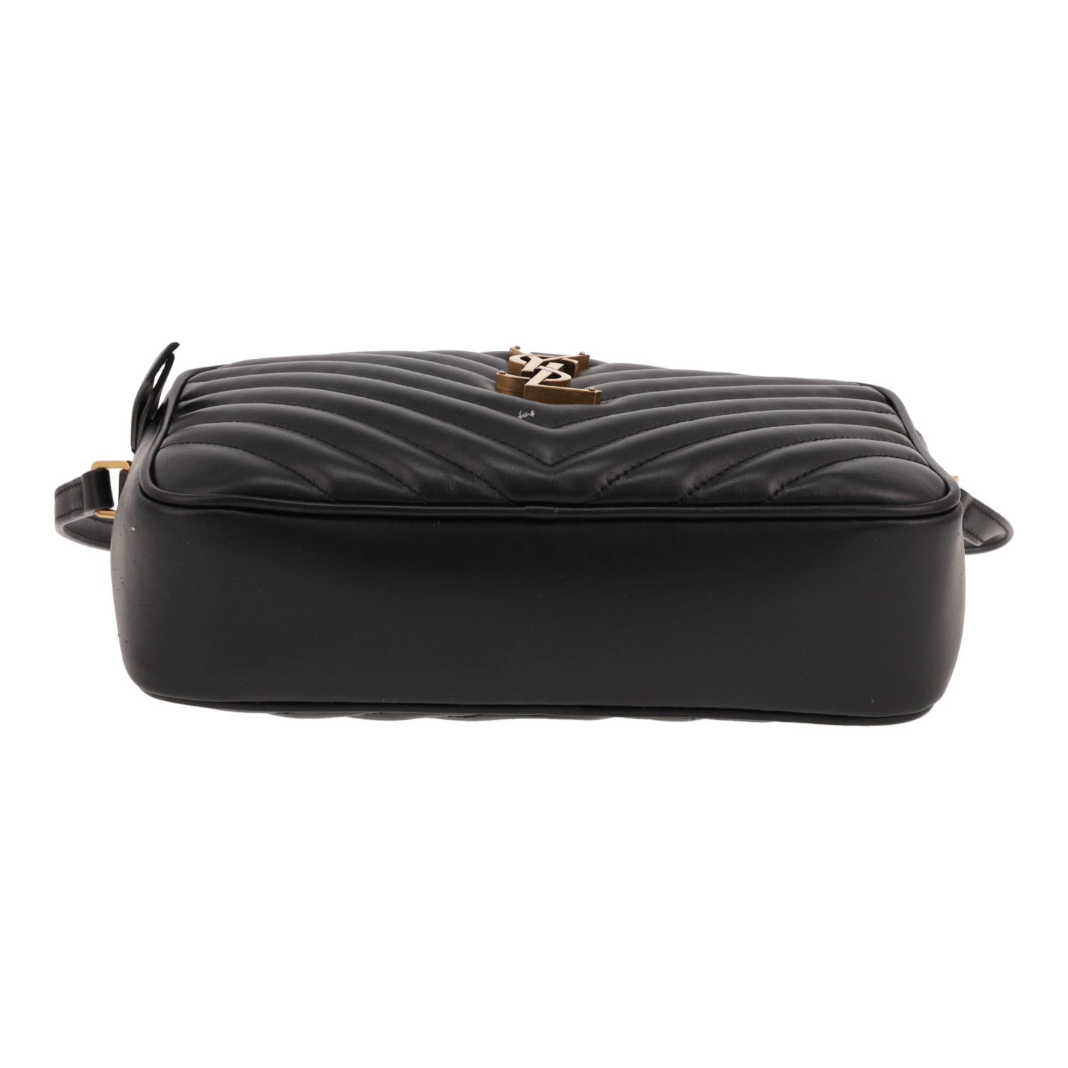 Bolso bandolera Saint Laurent  Lou Sac Caméra en cuero acolchado con motivos de espigas negro - Detail D1