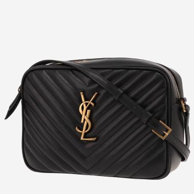 Saint Laurent  Lou Sac Caméra shoulder bag  in black chevron quilted leather
