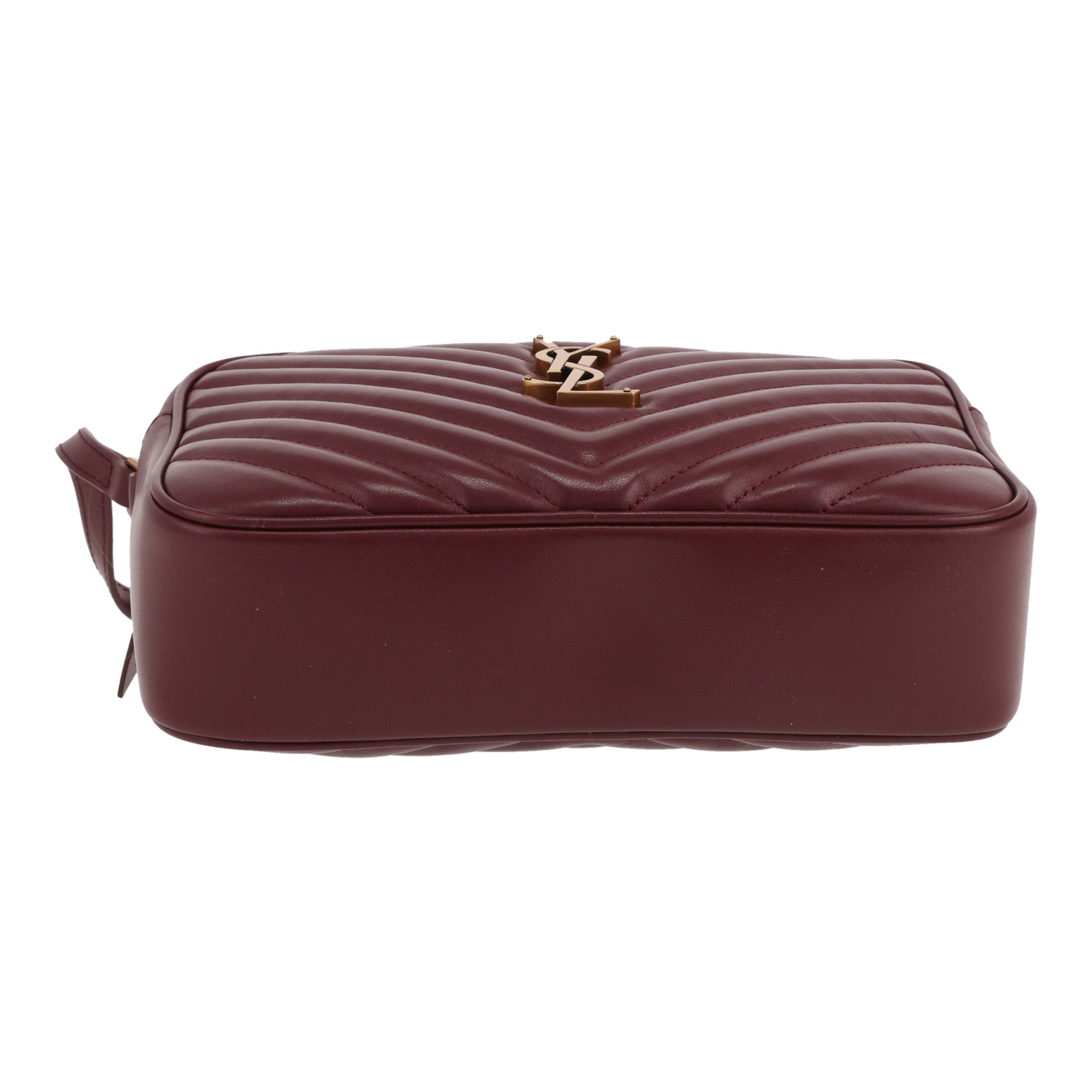Borsa a tracolla Saint Laurent  Lou Sac Caméra in pelle trapuntata a zigzag bordeaux - Detail D1