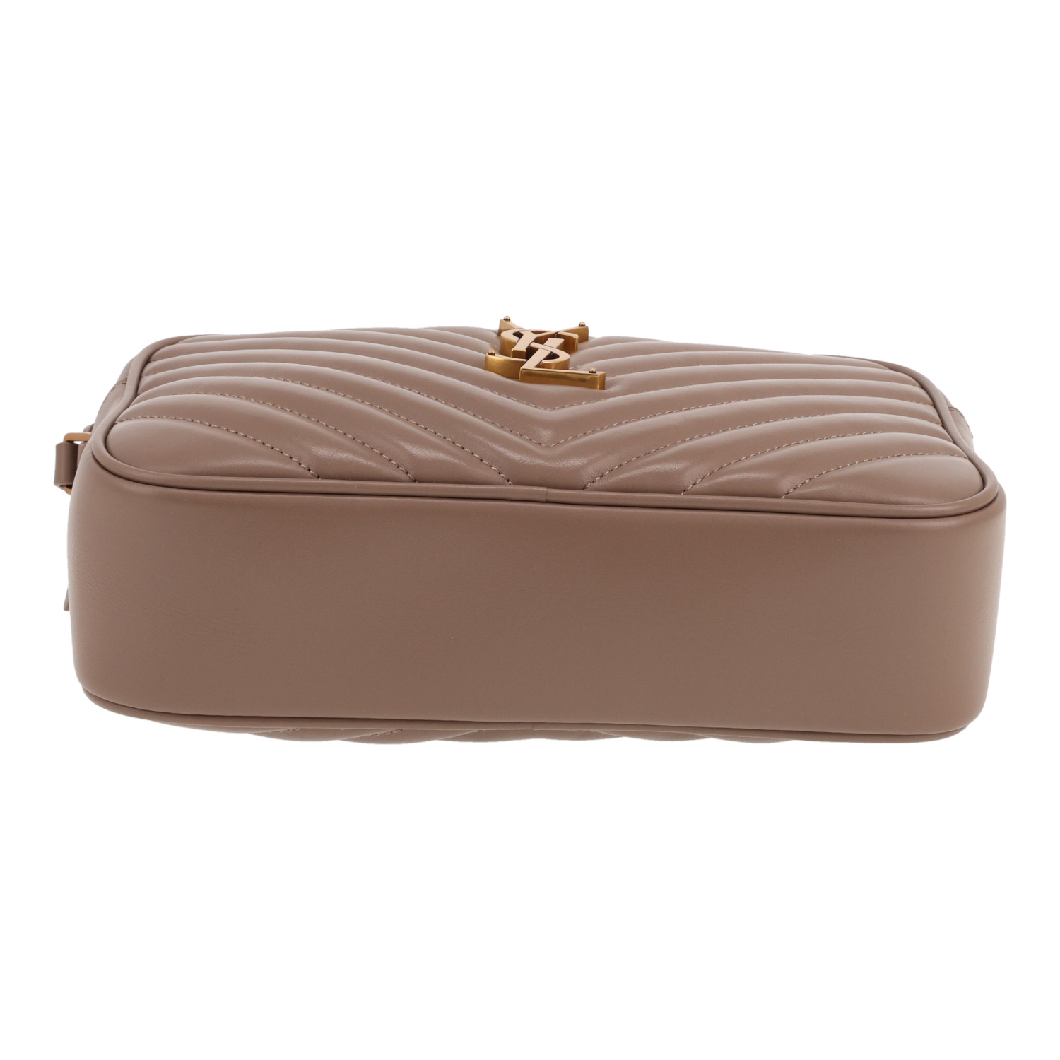 Saint Laurent  Lou Sac Caméra shoulder bag  in taupe chevron quilted leather - Detail D1