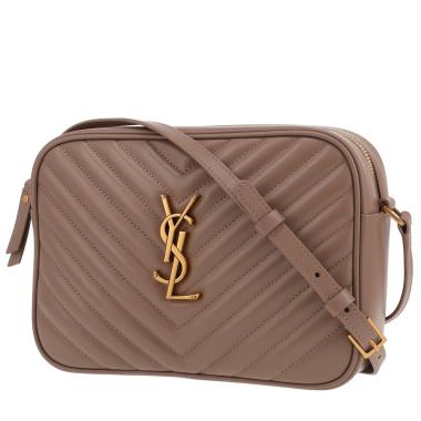 Sac bandoulière Saint Laurent  Lou Sac Caméra en cuir matelassé chevrons taupe