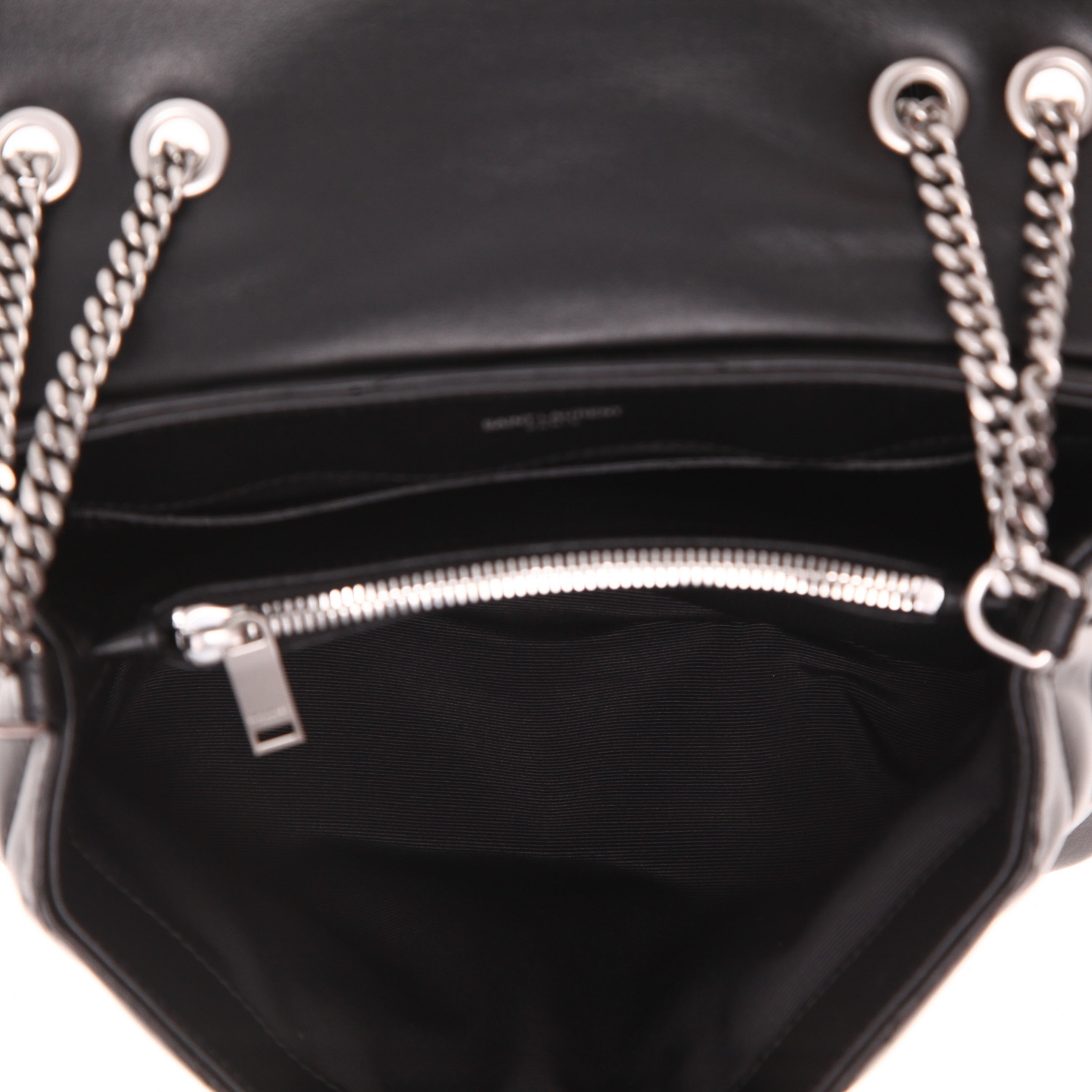 Borsa a tracolla Saint Laurent  Loulou modello piccolo  in pelle trapuntata a zigzag nera - Detail D3
