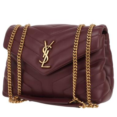 Borsa a tracolla Saint Laurent  Loulou modello piccolo  in pelle trapuntata a zigzag bordeaux