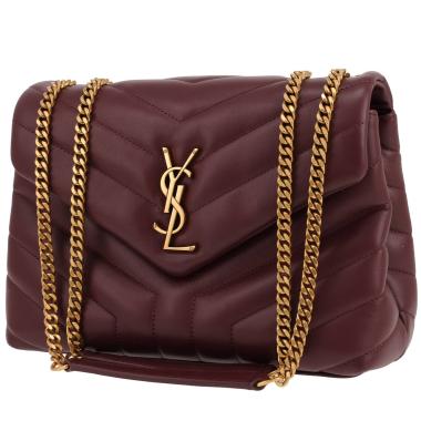 Saint Laurent  Loulou small model  shoulder bag  in burgundy chevron quilted leather