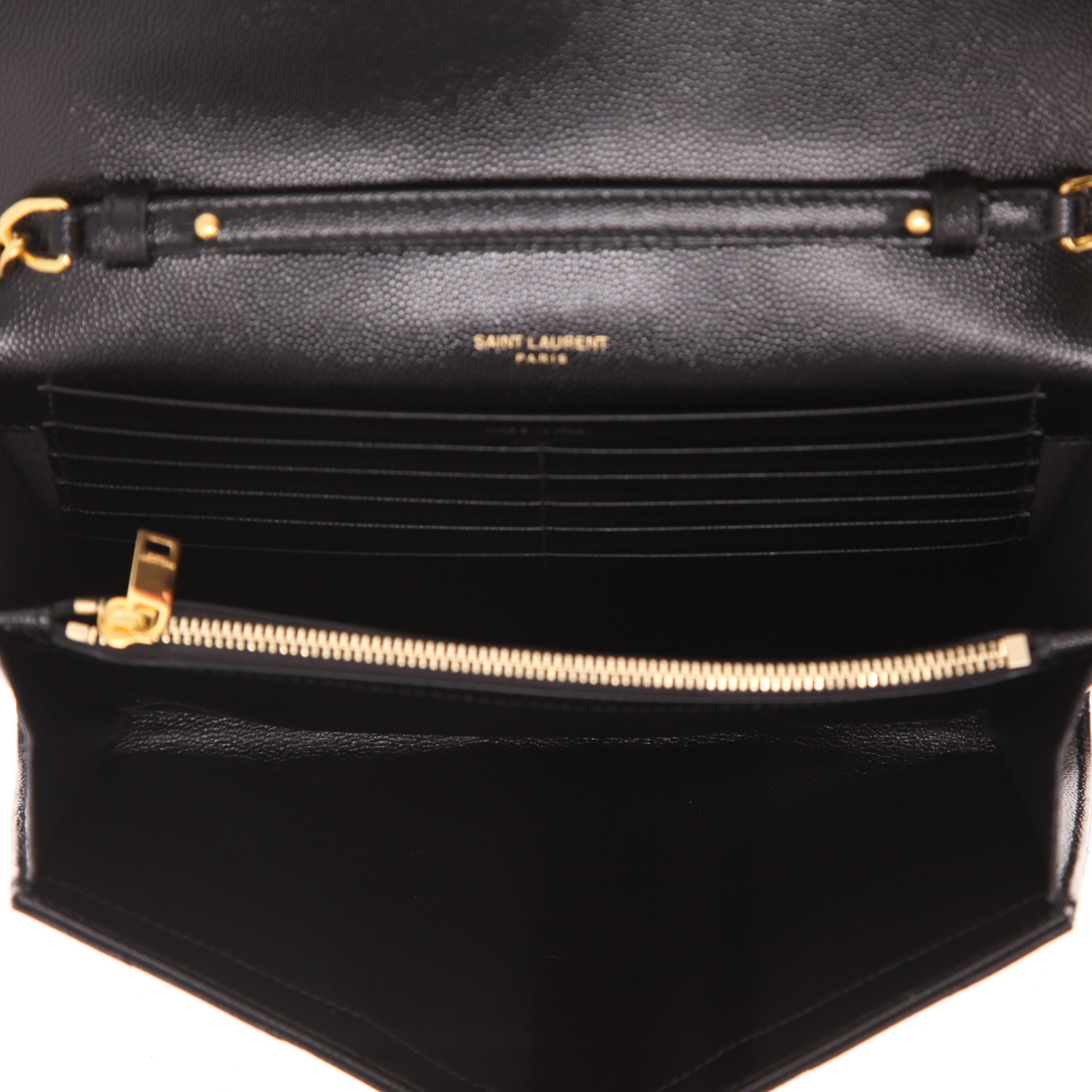 Saint Laurent  Cassandre shoulder bag  in black grained leather - Detail D3