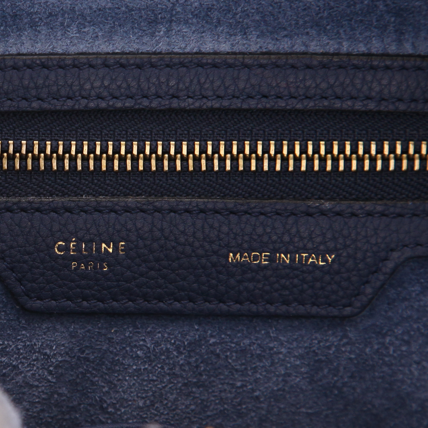 Borsa Celine  Luggage in pelle martellata blu marino - Detail D2