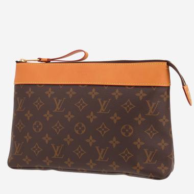 Louis Vuitton   pouch  in brown monogram canvas  and natural leather