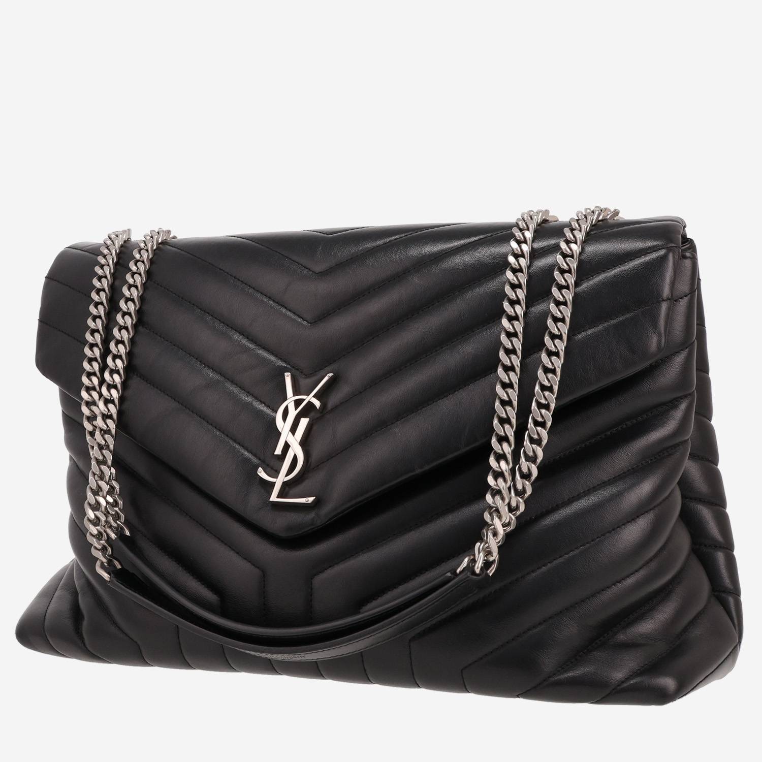 Borsa a spalla Saint Laurent  Loulou taglia XL  in pelle trapuntata nera