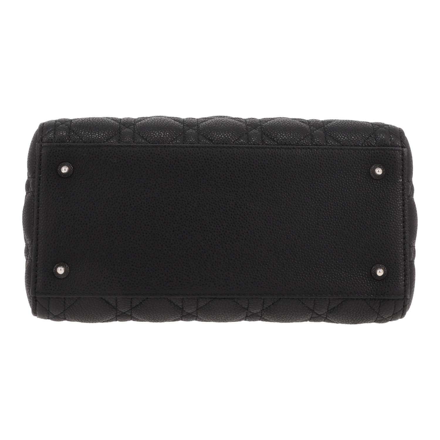 Dior  Lady Dior handbag  in black grained leather - Detail D1