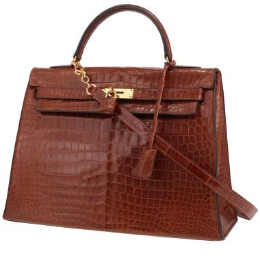Sac à main Hermès  Kelly 32 cm en crocodile marron