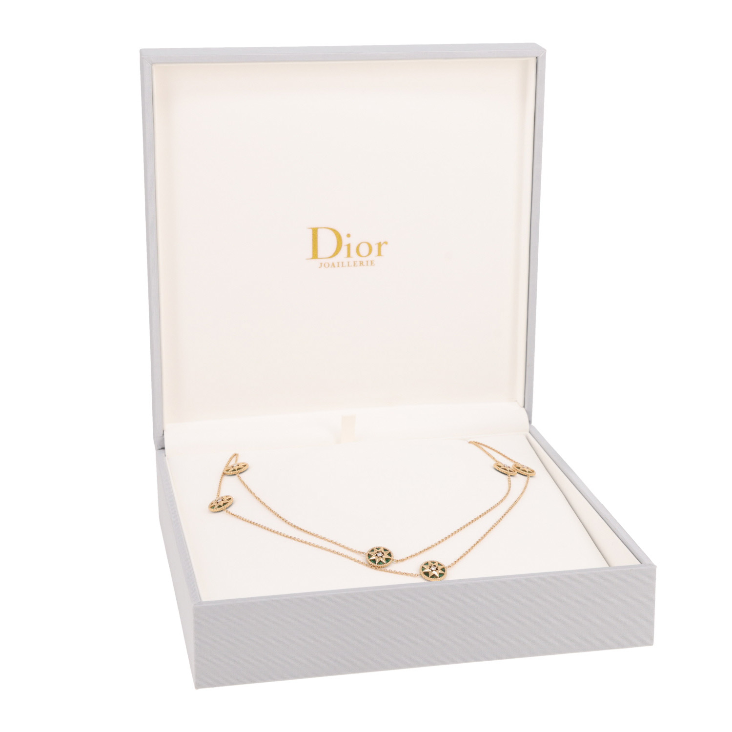 Dior Rose des vents long necklace in yellow gold, malachite and diamonds - Detail D2