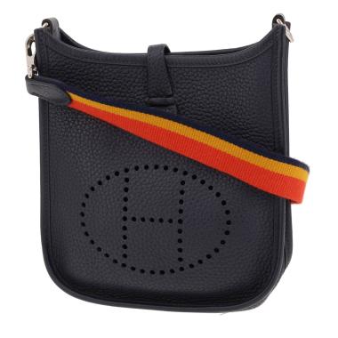 Sac bandoulière Hermès  Mini Evelyne en cuir taurillon clémence bleu-marine