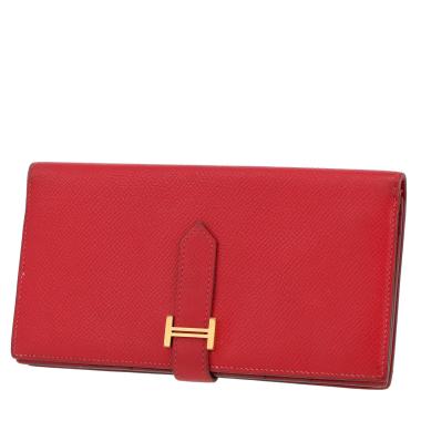Billetera Hermès  Bearn en cuero epsom rojo