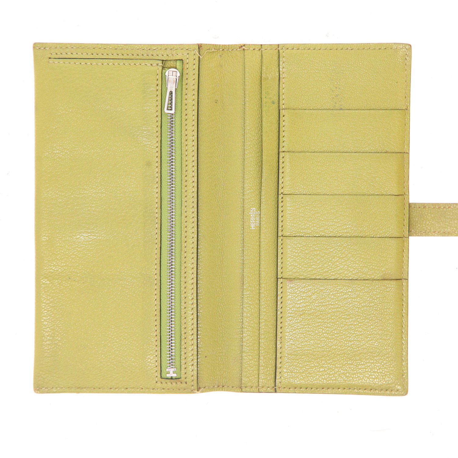 Hermès  Bearn wallet  in anise green Mysore leather - Detail D3