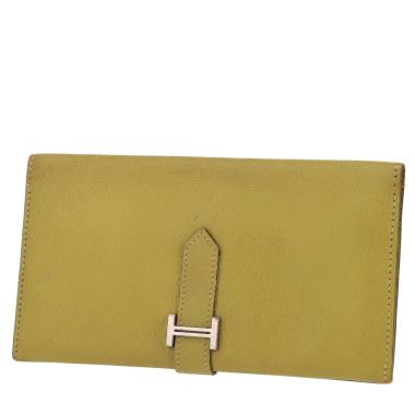 Hermès  Bearn wallet  in anise green Mysore leather
