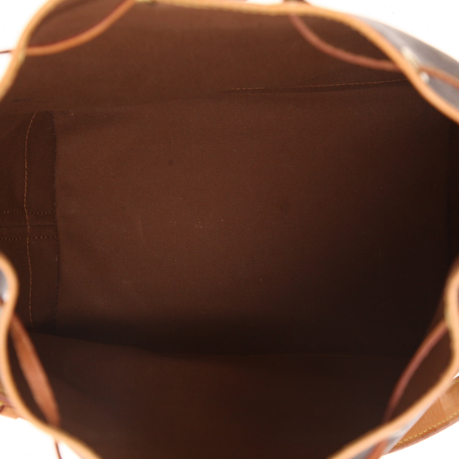 Borsa Louis Vuitton  Noé in tela monogram marrone e pelle naturale - Detail D3