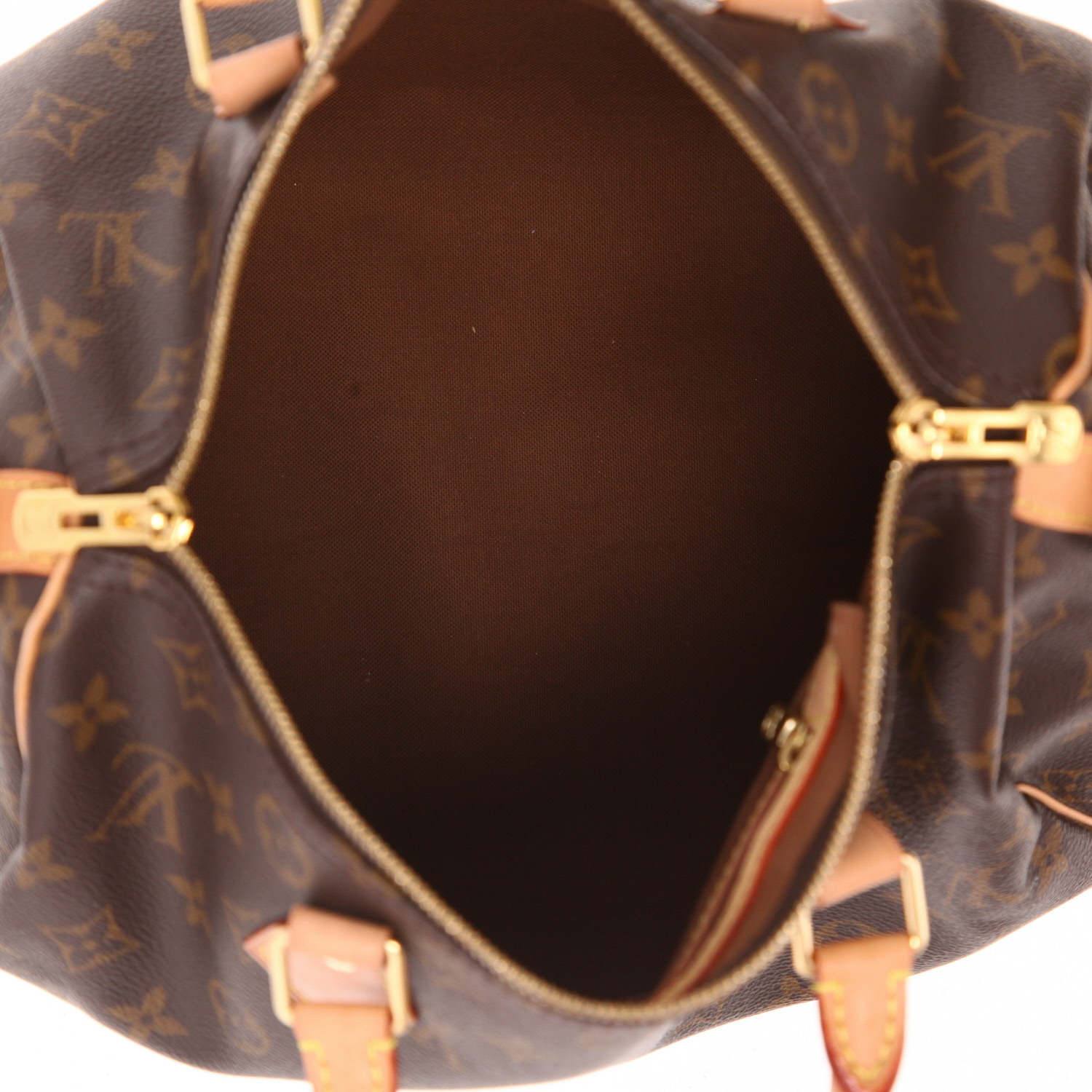 Borsa Louis Vuitton  Speedy 30 in tela monogram marrone e pelle naturale - Detail D3