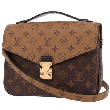 Borsa a tracolla Louis Vuitton  Metis in tela monogram bicolore marrone e pelle nera