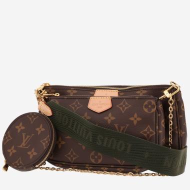Sac bandoulière Louis Vuitton  Multi-Pochette en toile monogram marron et cuir naturel