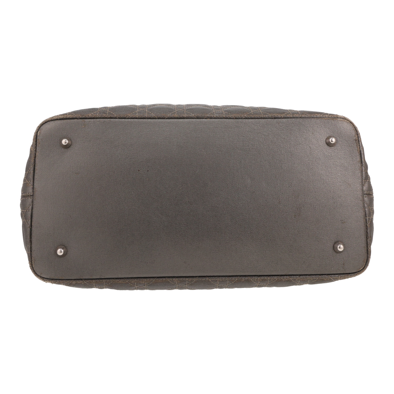 Shopping bag Dior  Panarea in tela cannage grigio metallizzato e pelle bronzo - Detail D1