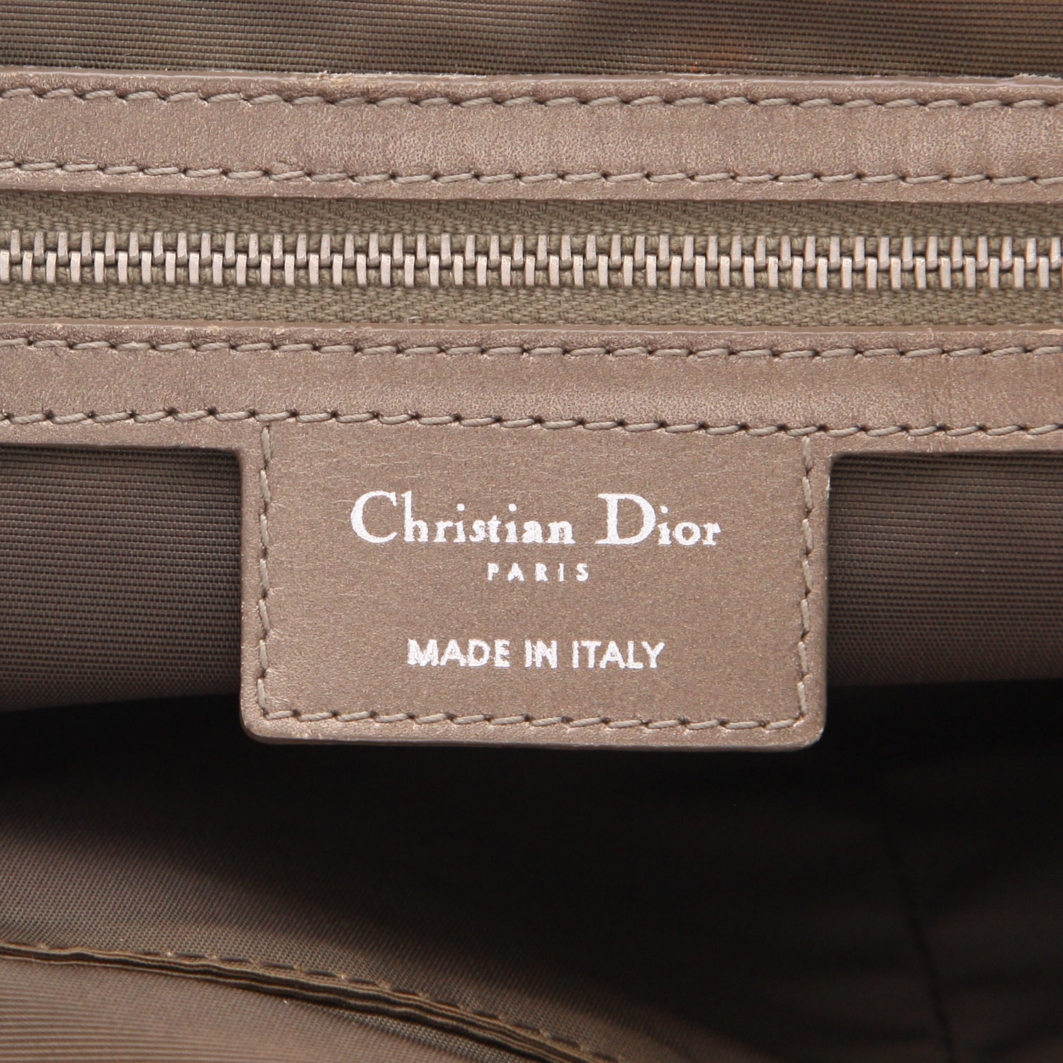 Sac cabas Dior  Panarea en toile cannage gris métallisé et cuir bronze - Detail D2