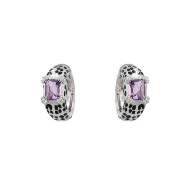 Pendientes Dior Mitzah de oro blanco, laca negro y amatista