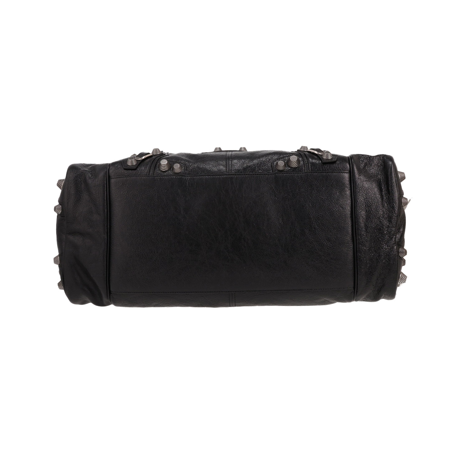 Balenciaga Cagole Duffle bag in black distressed leather - Detail D1