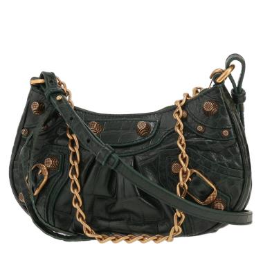 Balenciaga  Cagole mini  shoulder bag  in green leather