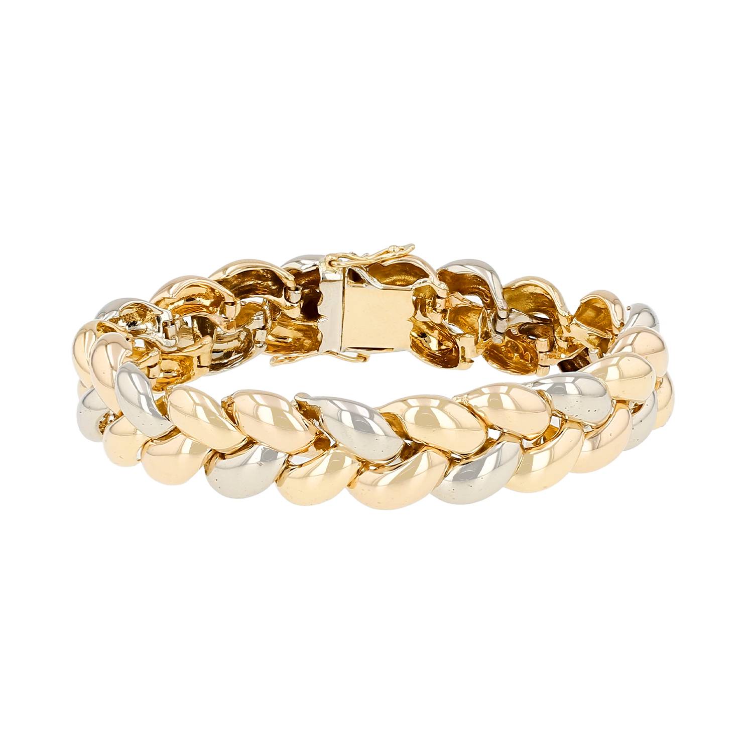 Bracelet semi-articulé Poiray Tresse en or jaune, or rose et or blanc Bracelet semi-articulé Poiray Tresse en or jaune, or rose et or blanc