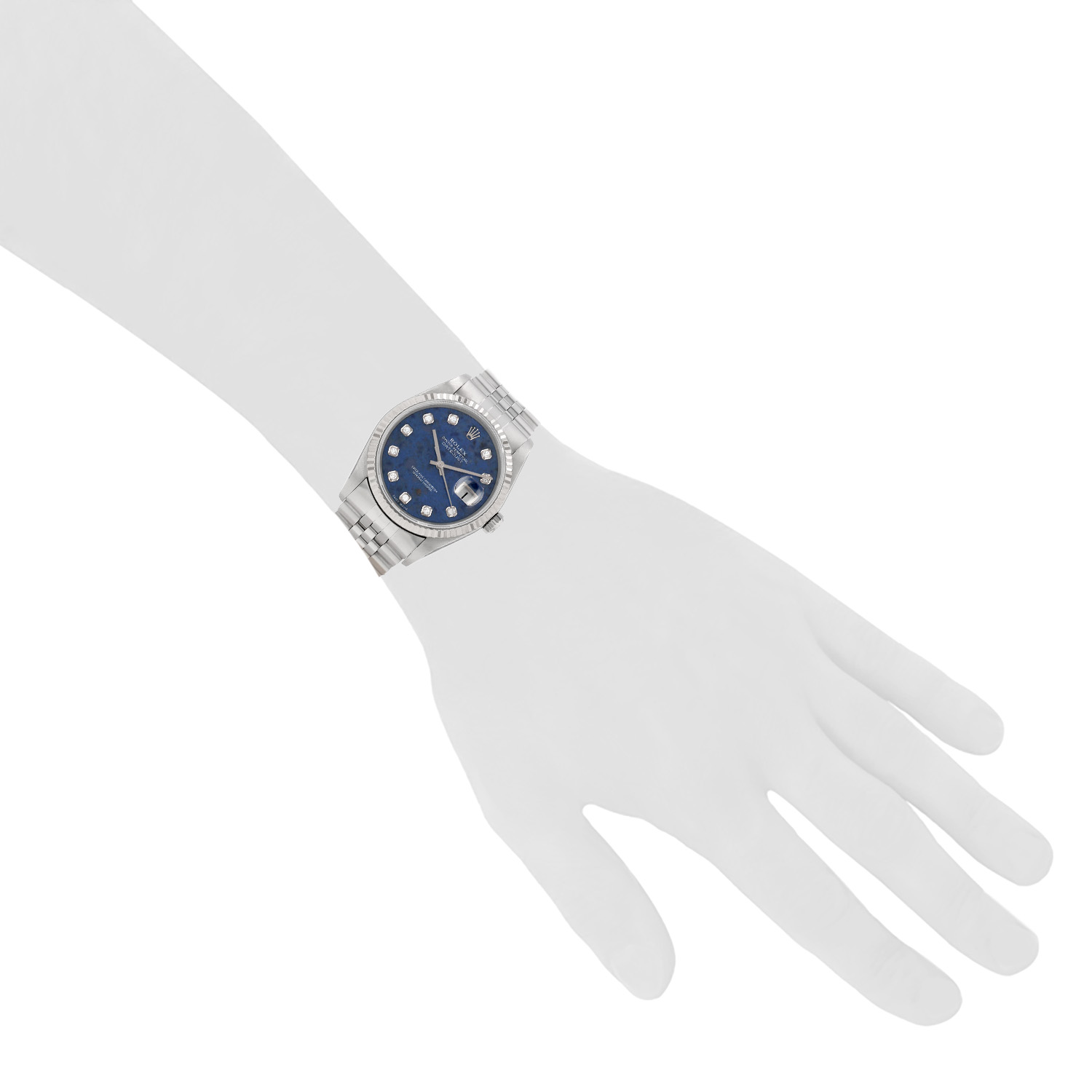 Rolex Datejust Sodalite dial in gold and stainless steel Ref: Rolex - 16234  Circa 2002 - Detail D1