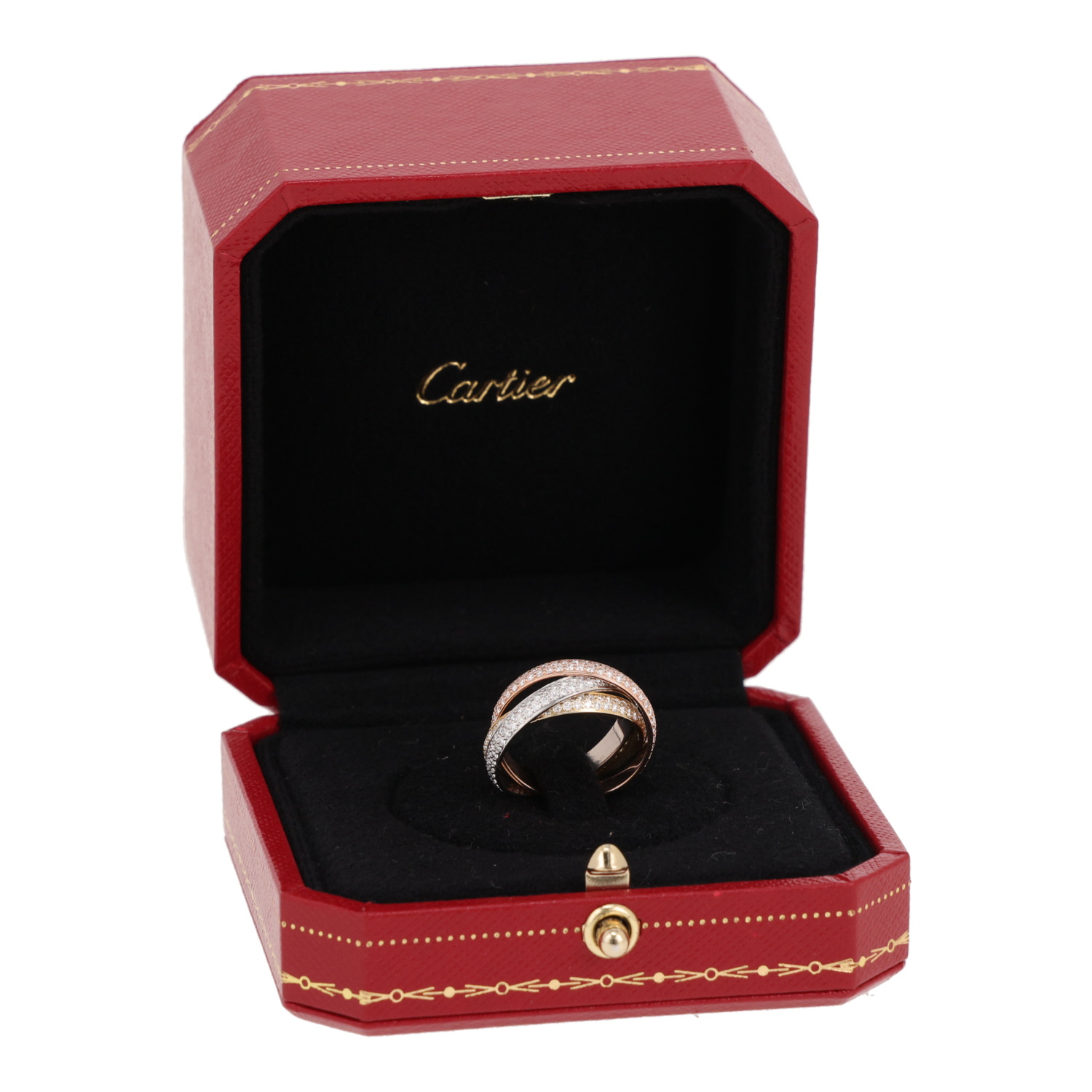 Anello Cartier Trinity modello piccolo in 3 ori e diamanti - Detail D2