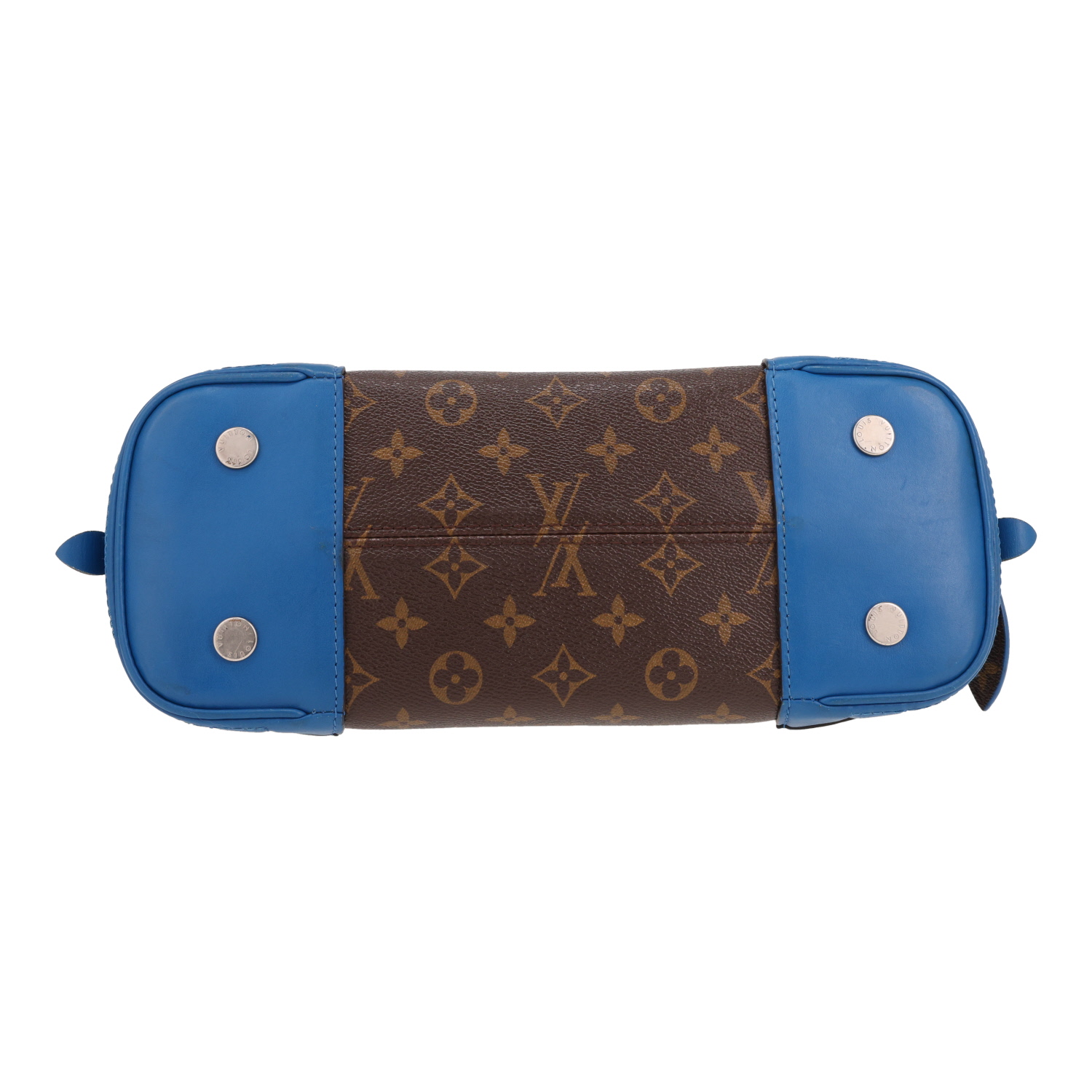 Sac bandoulière Louis Vuitton  Editions Limitées en toile monogram marron et cuir bleu - Detail D1