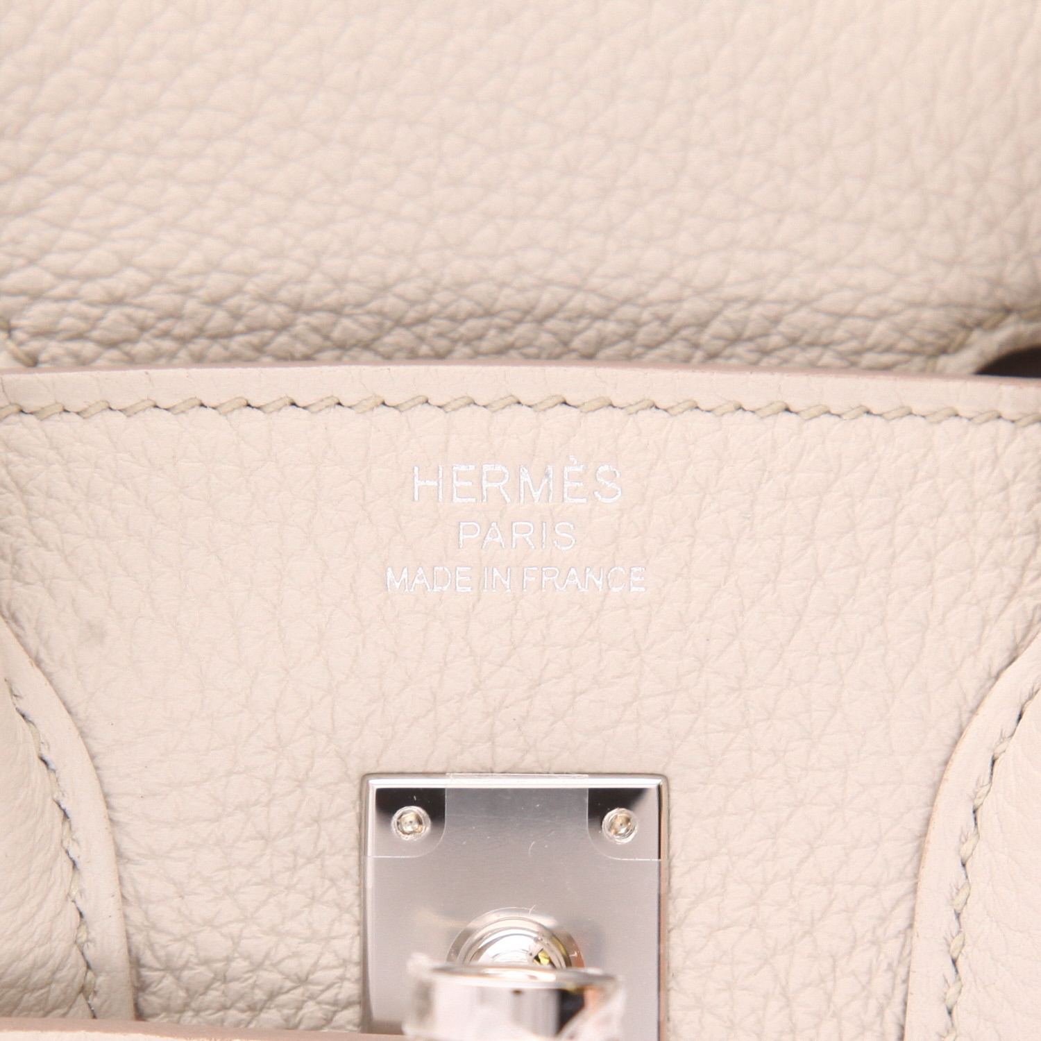 Sac à main Hermès  Birkin 25 cm en cuir togo Béton - Detail D2