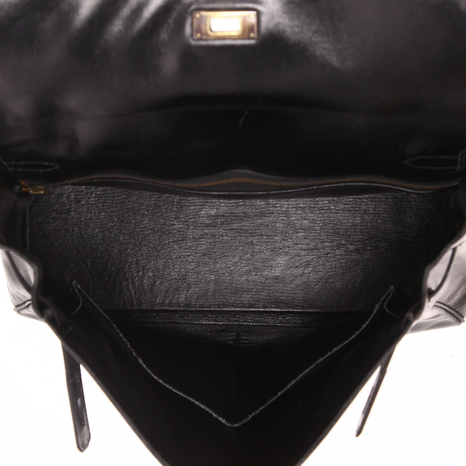Borsa Hermès Kelly 35 cm in pelle nera a effetto box - Detail D3