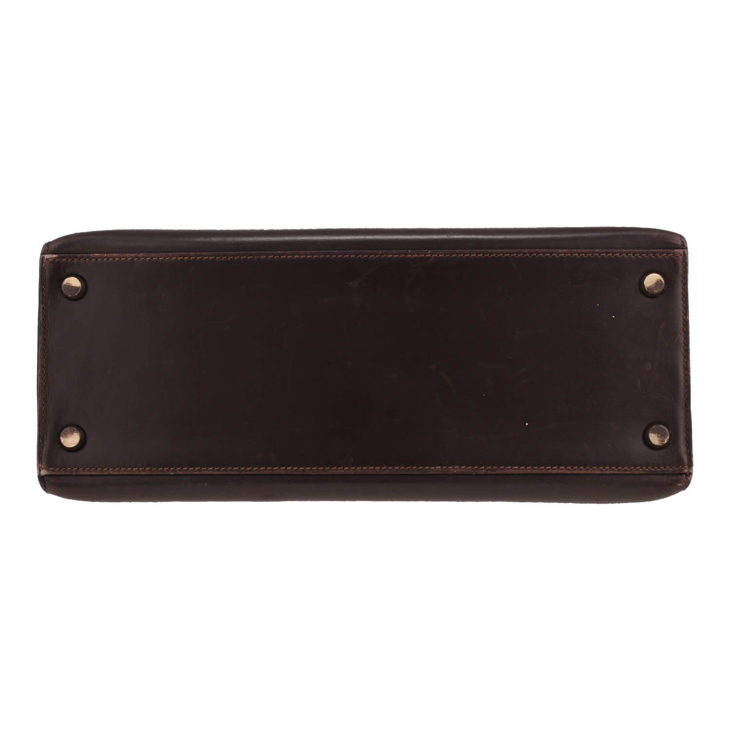 Hermès Kelly 28 cm handbag in brown box leather - Detail D1
