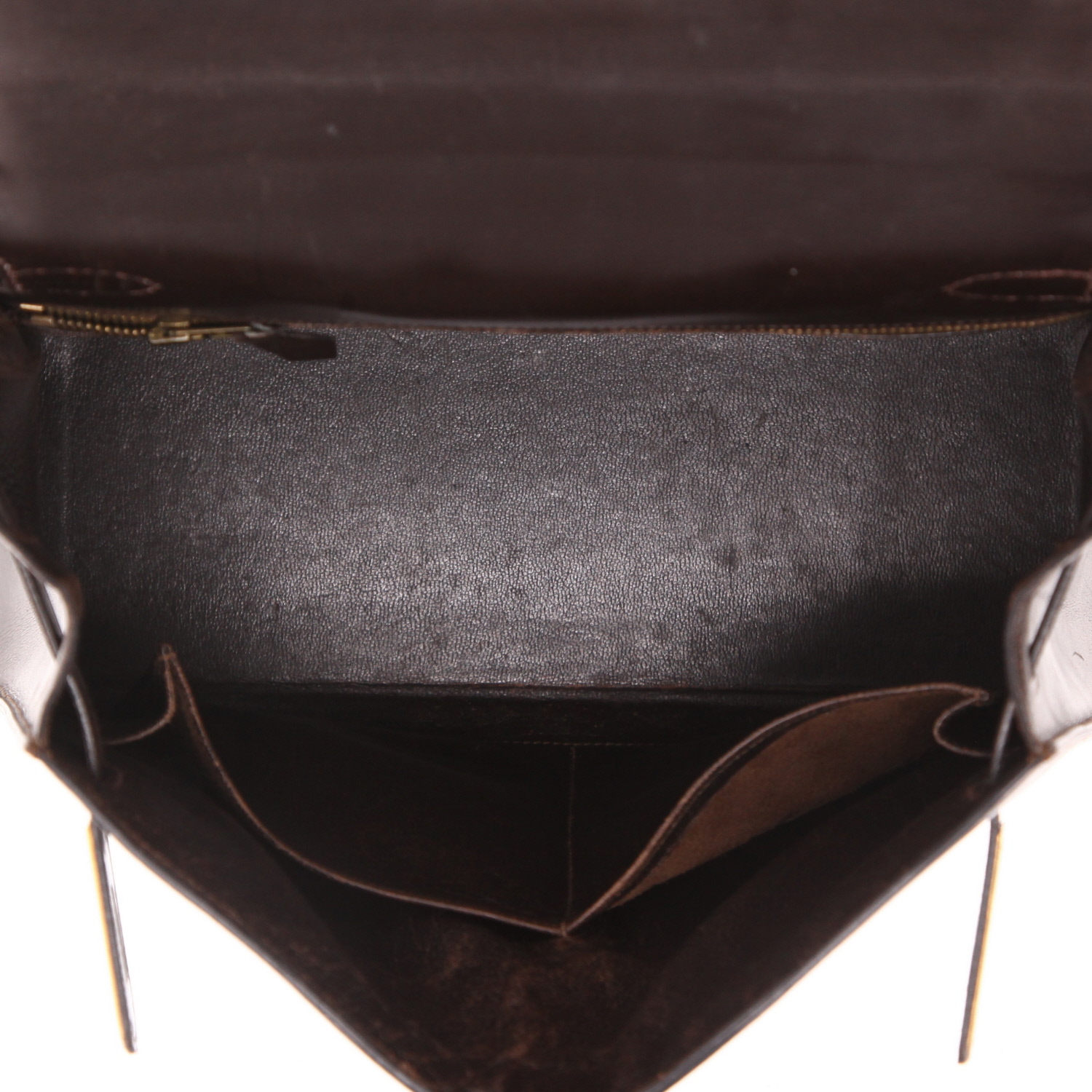 Borsa Hermès Kelly da 28 cm in pelle marrone "box" - Detail D3