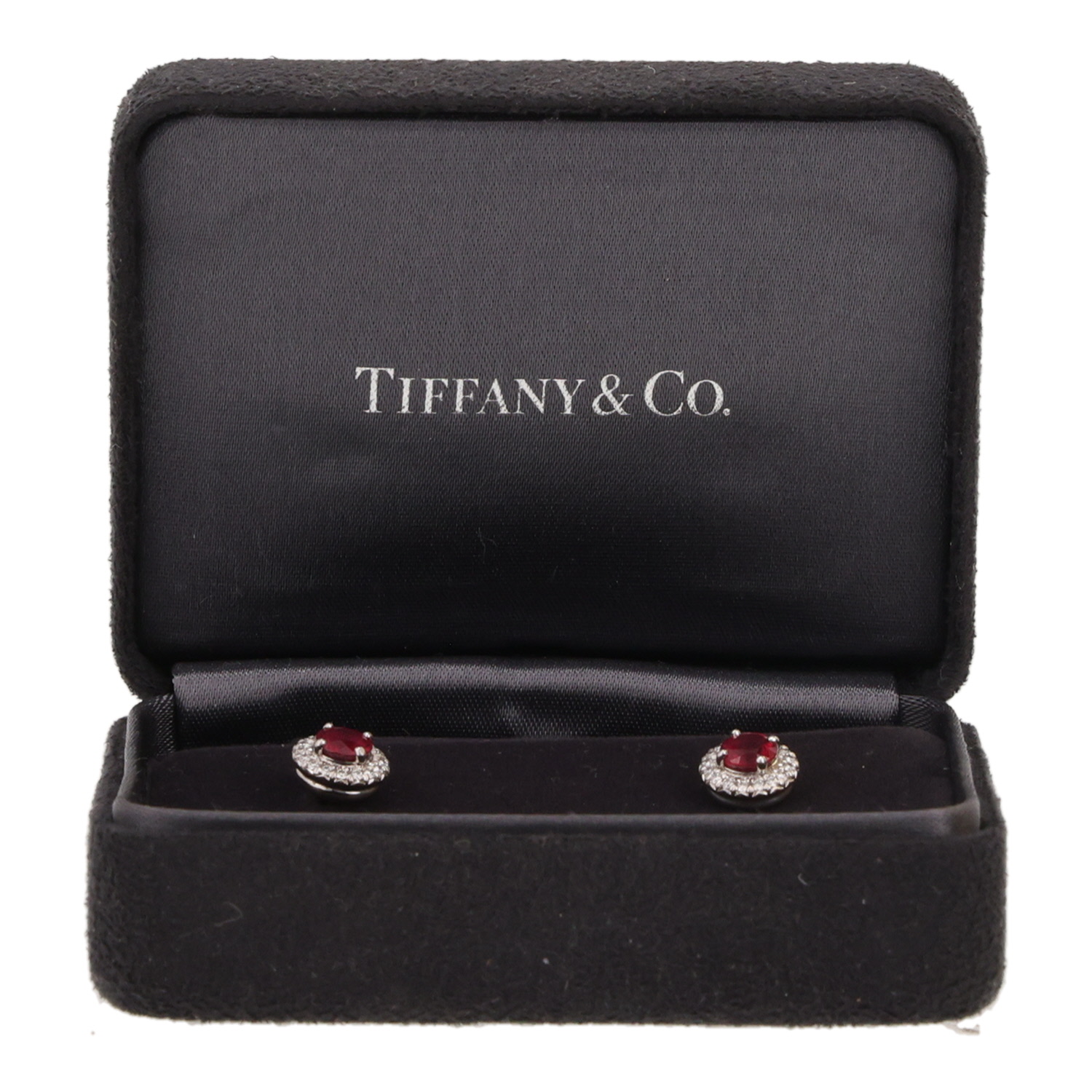 Pendientes Tiffany & Co Soleste de platino, diamantes y rubíes - Detail D2