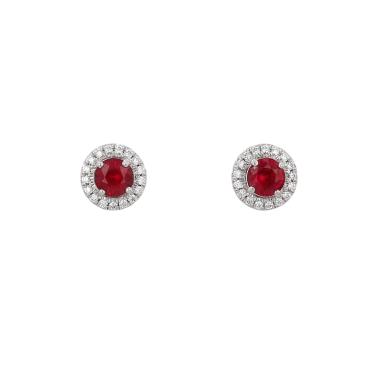 Tiffany & Co Soleste small earrings in platinium, diamonds and ruby