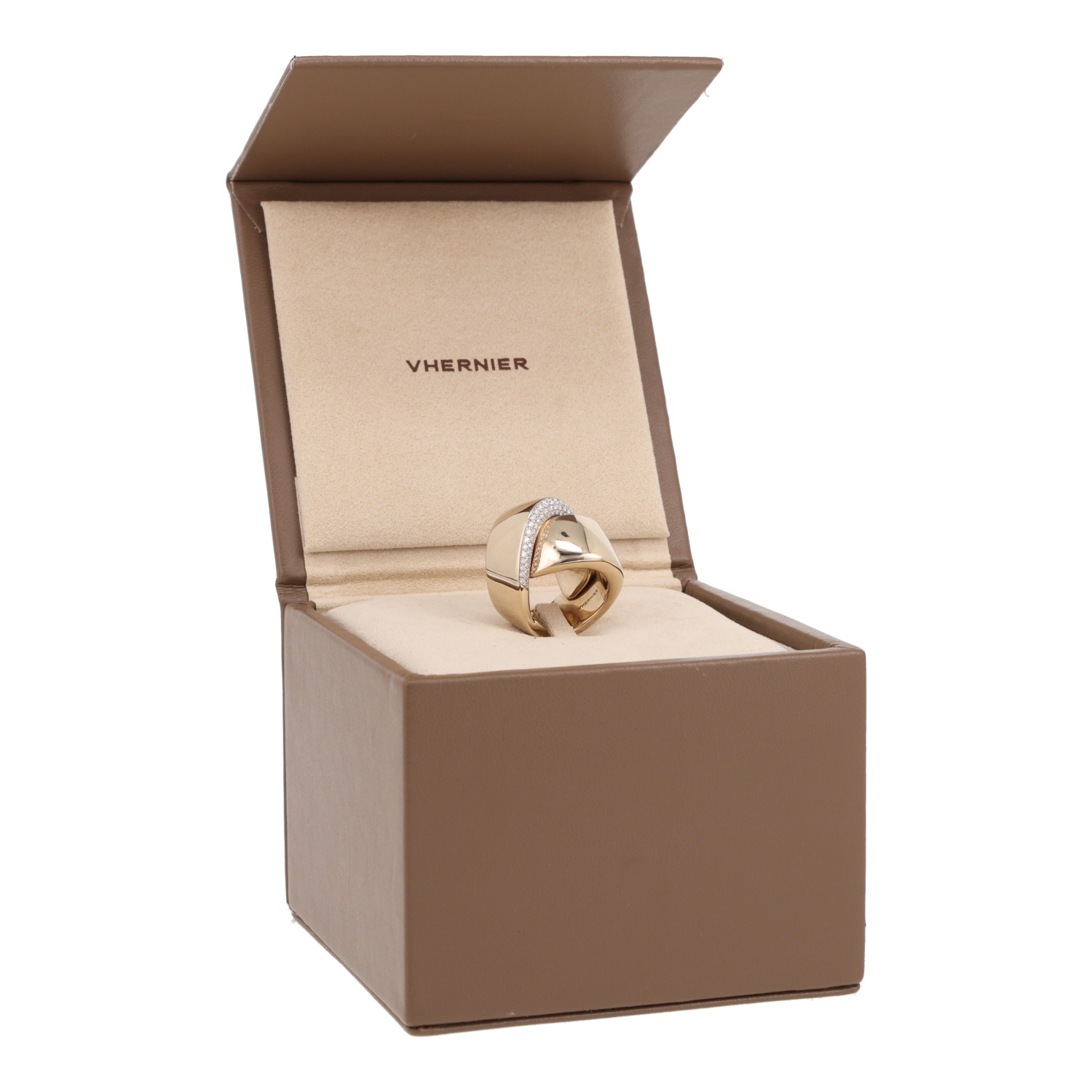 Vhernier Abbraccio ring in white gold not rhodium plated and diamonds - Detail D2