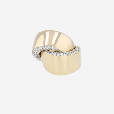 Vhernier Abbraccio ring in white gold not rhodium plated and diamonds