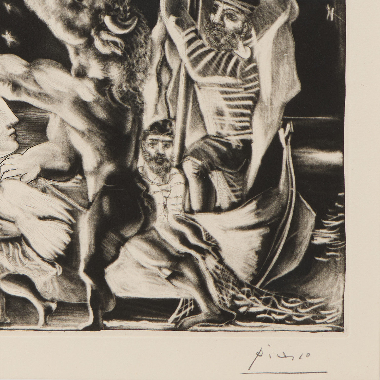 Minotaure aveugle guidé par une fillette dans la nuit, La Suite Vollard (n°97) - 1934 - Detail D3