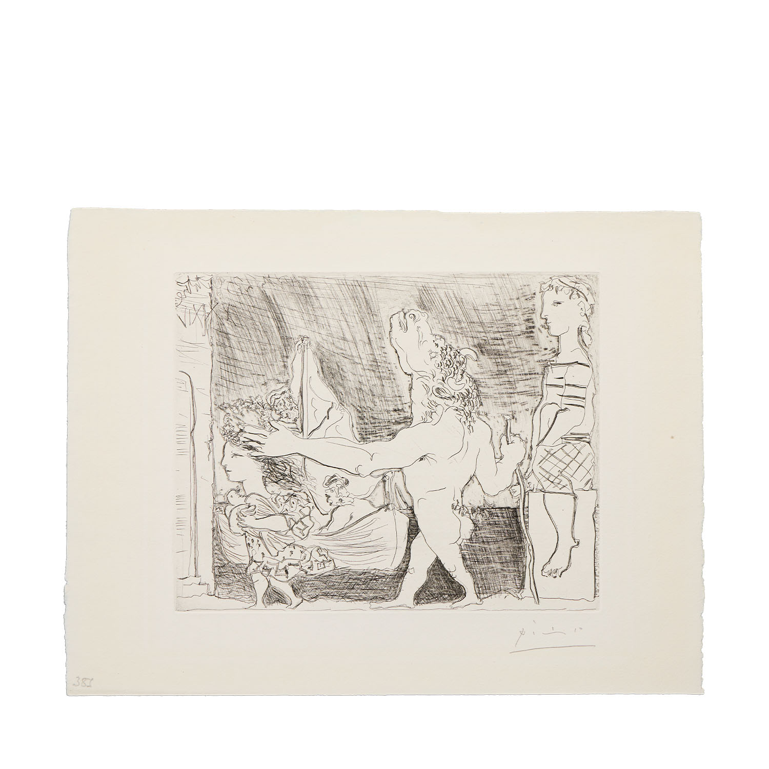 Minotaure aveugle guidé dans la nuit par une petite fille au pigeon II, La Suite Vollard (n°96) - 1934 - Detail D1