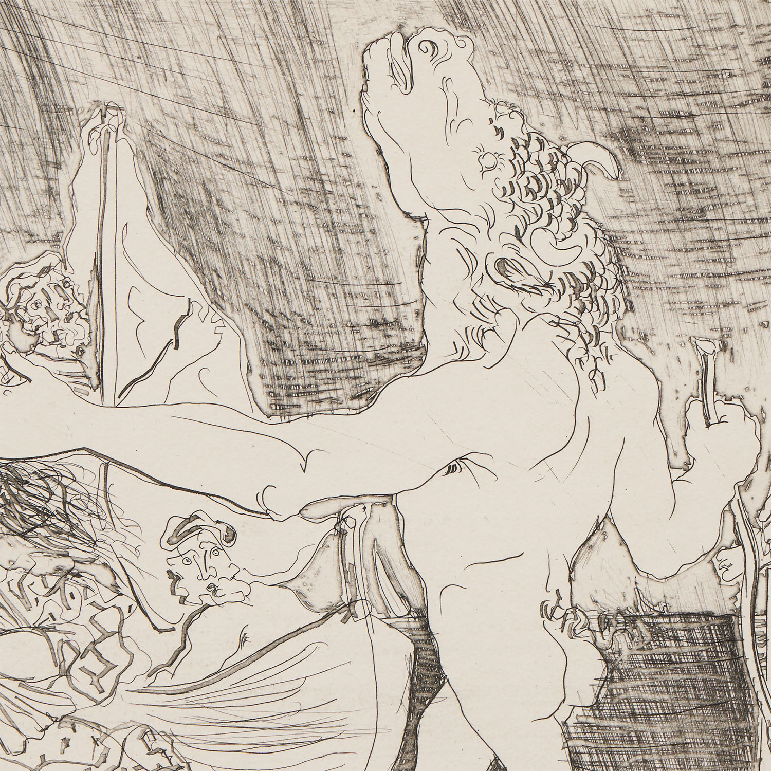 Minotaure aveugle guidé dans la nuit par une petite fille au pigeon II, from La Suite Vollard (n°96) - 1934