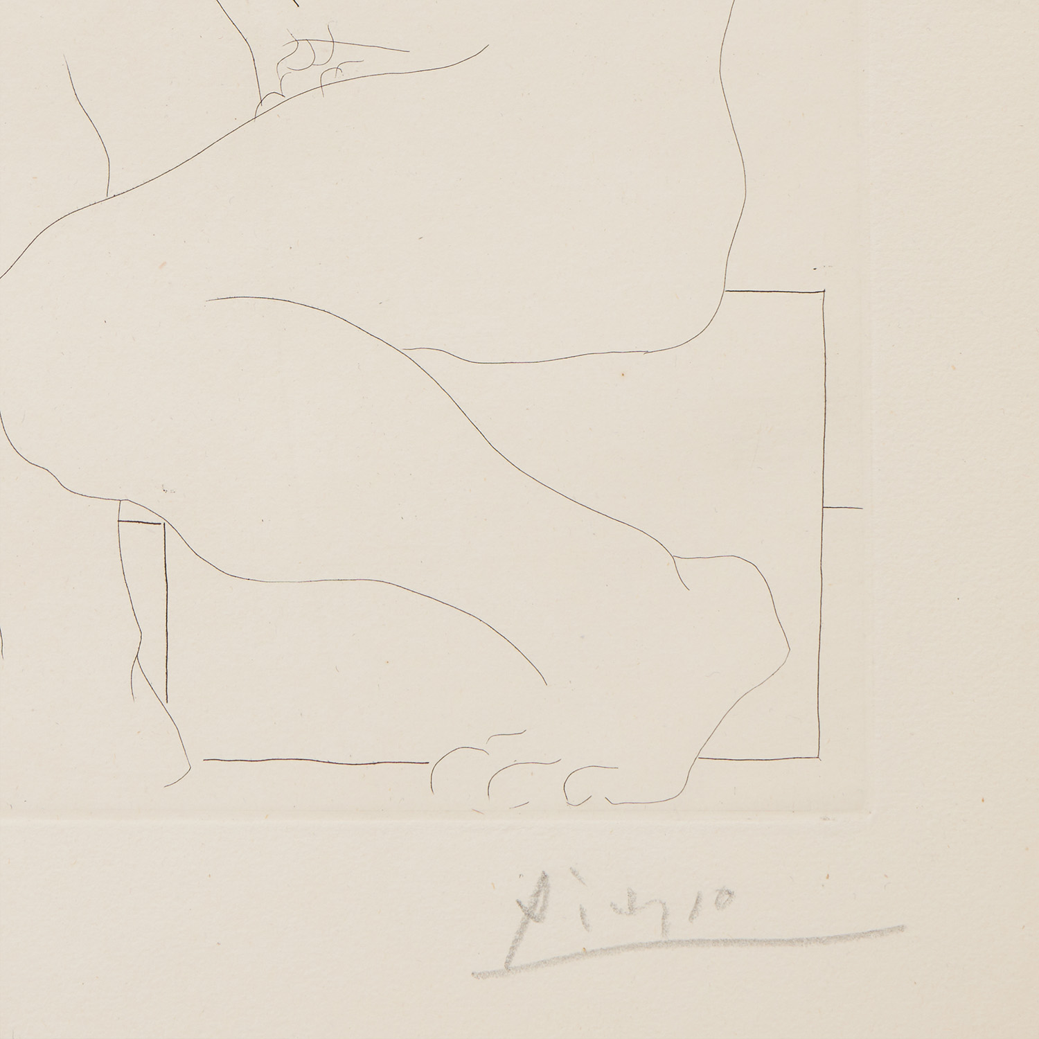 Sculpteur songeant, modèle aux cheveux noirs et bol avec trois anémones, La Suite Vollard (n° 68) - 1933 - Detail D4