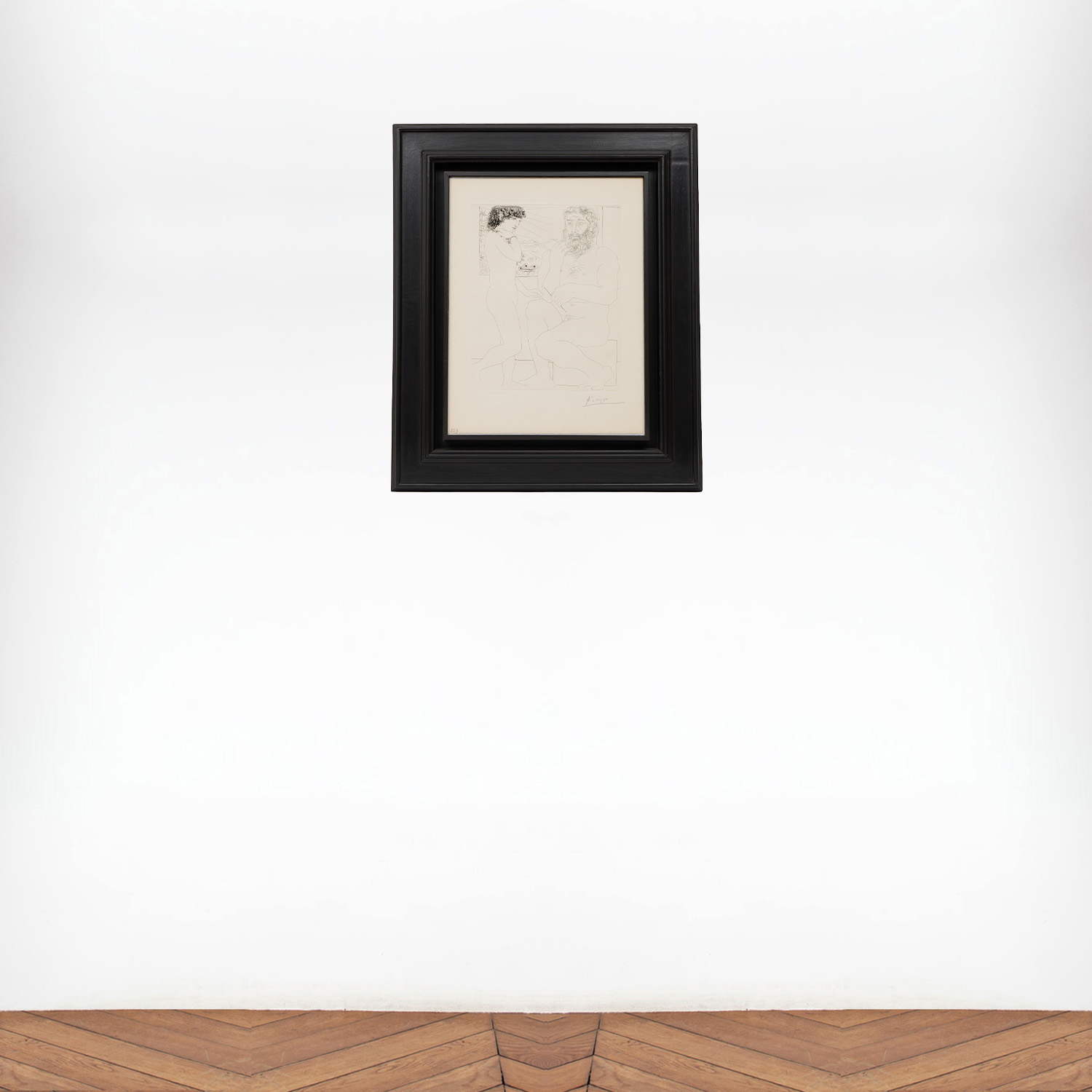 Sculpteur songeant, modèle aux cheveux noirs et bol avec trois anémones, La Suite Vollard (n° 68) - 1933 - Detail D5