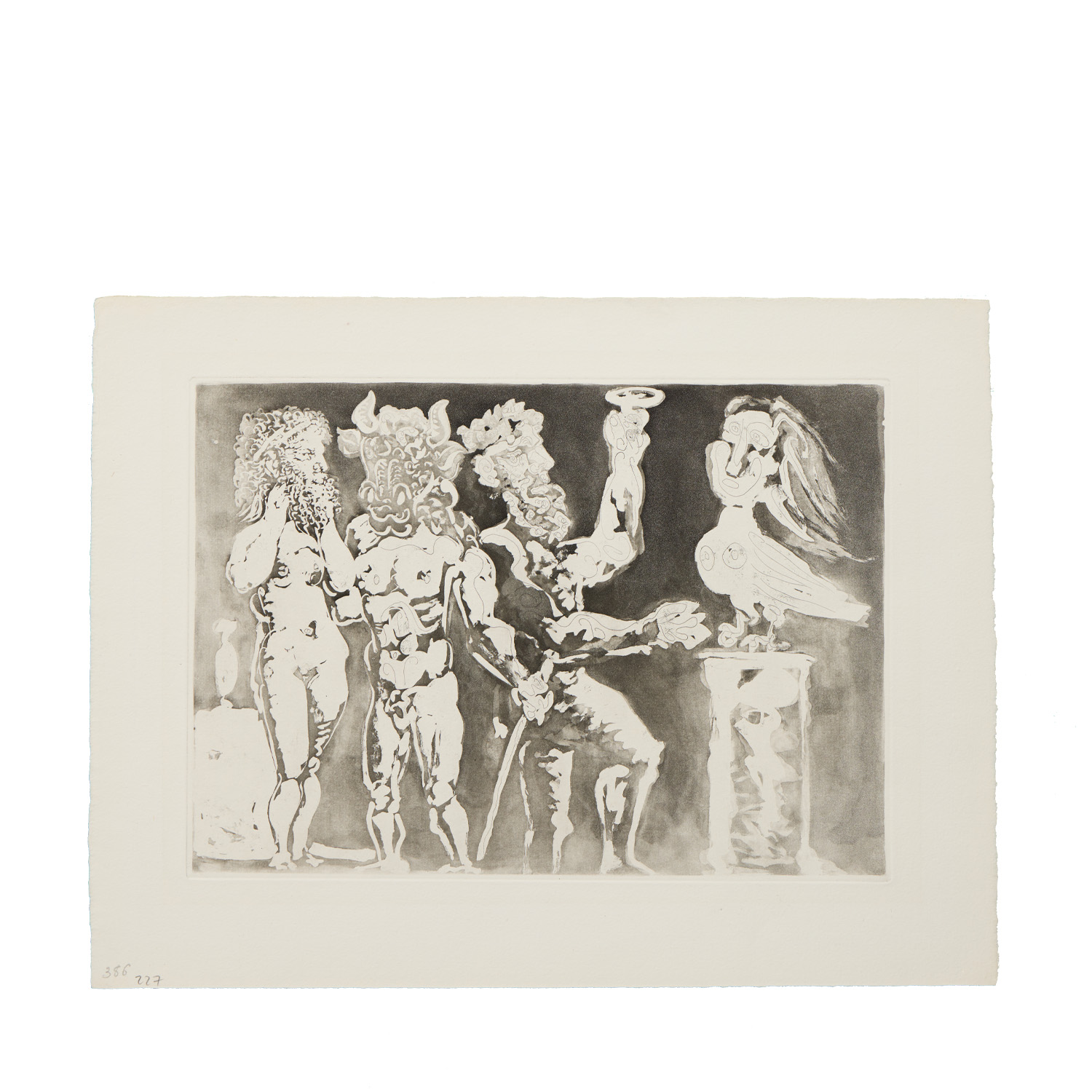 Personnages masqués et femme oiseau, La Suite Vollard (n° 24) - 1934 - Detail D1