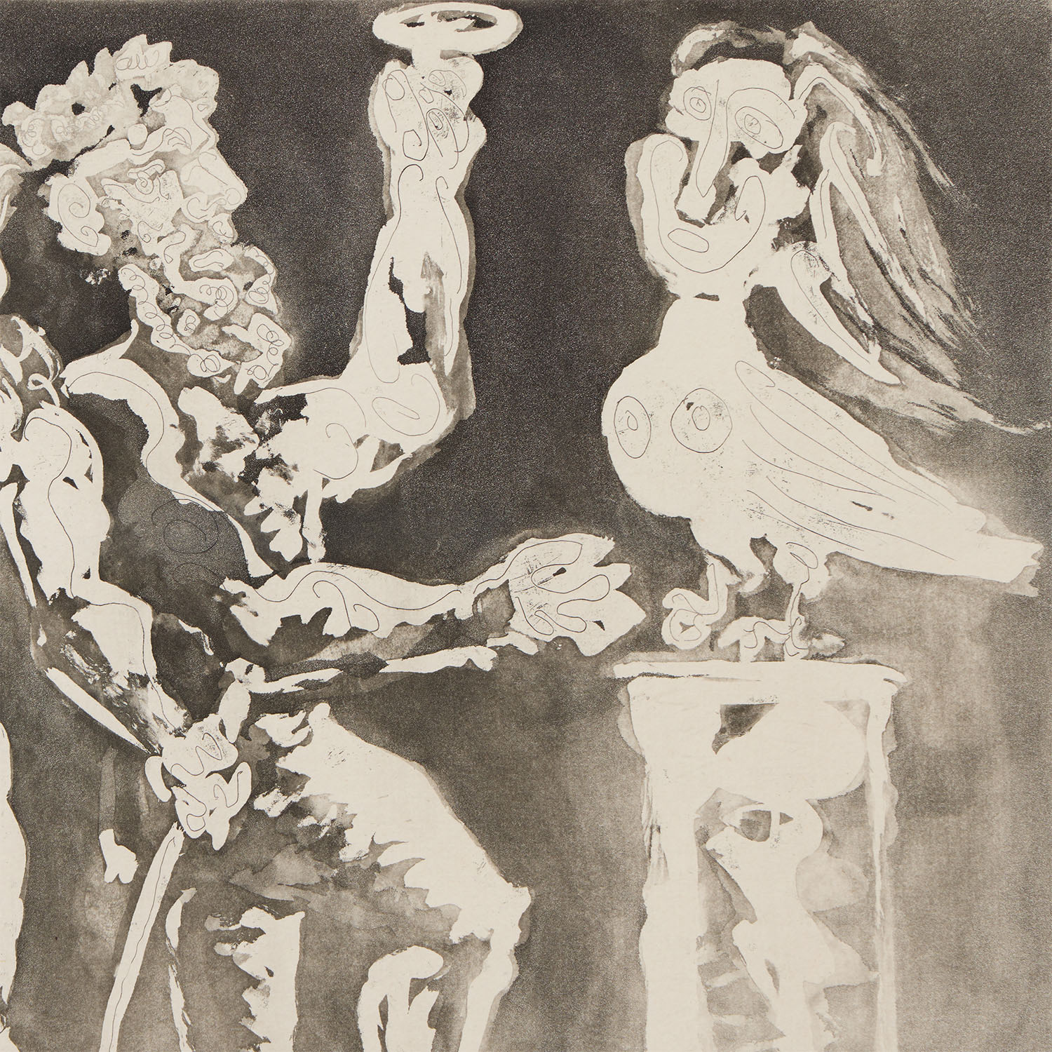 Personnages masqués et femme oiseau, from La Suite Vollard (n°24) - 1934